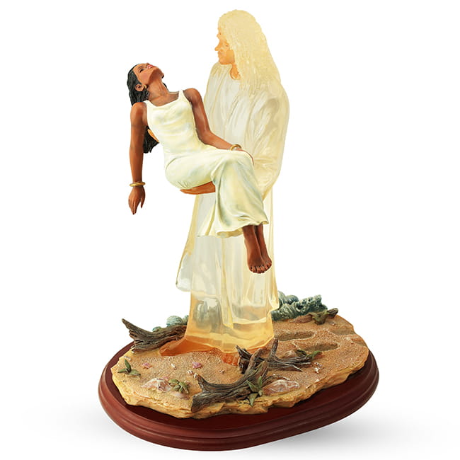 Jesus saving human transluscent figurine