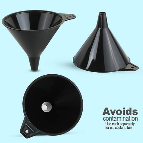 funnels with varied sizes on a blue background